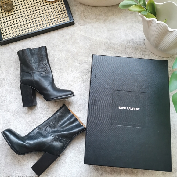 Saint Laurent Shoes - Saint Laurent YSL Leather Boots